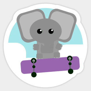 Cute elephant on skateboard Sticker